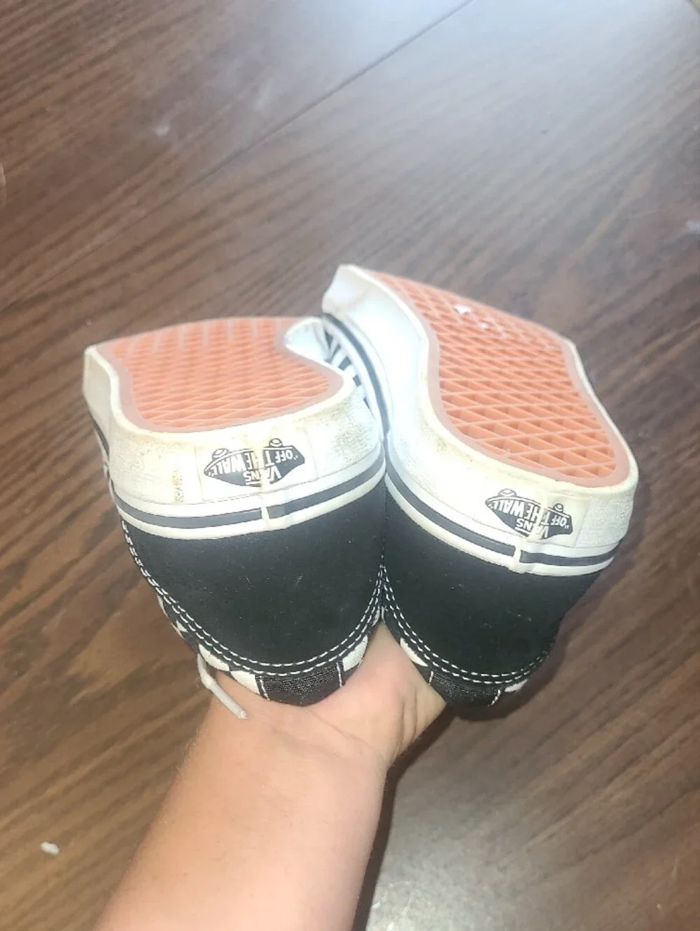 Vans Checkerboard Lace-Up Sneakers - Black & White Size Youth 6